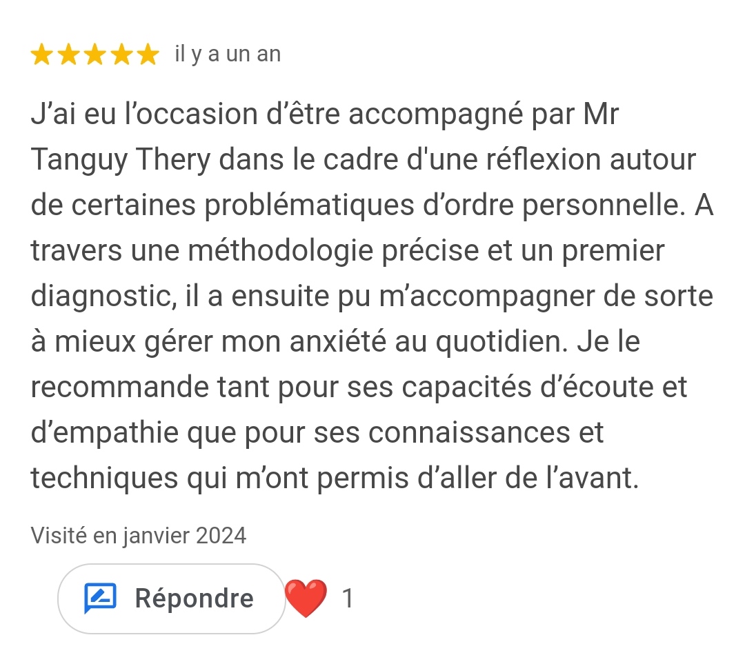 avis thérapeute accompagnement anxiété et recommandation
